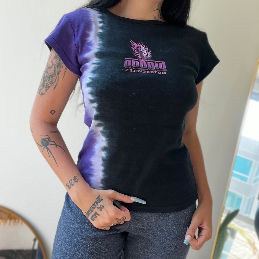 Y2k Big Dog Motorcycles Tie Dye Tshirt Gem